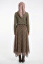 Asymmetrical Cut Comfortable Fit Maxi Plaid Patterned Chiffon Elastic Waist Non-See-Through Lined Long Skirt - 5