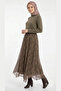 Asymmetrical Cut Comfortable Fit Maxi Plaid Patterned Chiffon Elastic Waist Non-See-Through Lined Long Skirt