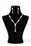Silver Color Model Waterway Zircon Stone Necklace Earring Set - 2