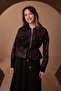 Patterned Zip-Up Shirt Collar Double Crepe Skirted Modest Set 1185 - 5