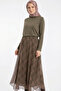 Asymmetrical Cut Comfortable Fit Maxi Plaid Patterned Chiffon Elastic Waist Non-See-Through Lined Long Skirt - 2