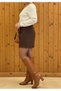 Women's Plus Size Bottom Lace Detail Back Slit Zipper Closure Short Stretch Woven Skirt - 3