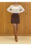 Women's Plus Size Bottom Lace Detail Back Slit Zipper Closure Short Stretch Woven Skirt - 7