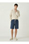 Men's Navy Blue Linen Muslin Shorts 100% Cotton Organic Fabric with Back Pockets - 4