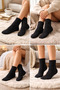 1 Pair of Women's Plush Bootie Socks Black – Soft, Stylish, and Warm