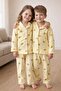 Unisex Children's Pajama Set Summer Milan Fabric Lemon Pattern with Bow Detail Shirt Collar - 2