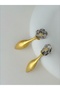 Women's Special Series Zr Ethnic Flower Dangle Silver-Gold Earrings - 4