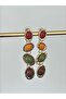 Women's Special Series Colorful Natural Stone Dangle Gold Earrings - 8
