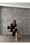 Black Boat Neck Dress with Chest Detail |   Vmd1905 - Black - 3