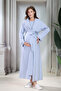 New Season Blue Melange Shawl Collar Full Length Summer 100% Cotton Special Design Maternity Dressing Gown Nightgown Set - 7