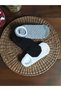 3 Pairs of Black, White and Gray Colored Embossed Patterned Women's Ballerina Socks - 5