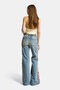 Women's Denim Color 4s6-32 Flare Fit Elastic Waist Special Floral Pattern Embroidered Design Denim Jeans - 6