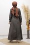 Belted Denim Dress with Stitching Detail Tsd260127 Anthracite - 6