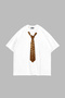 Tie Leopard Printed Oversize Unisex White Tshirt