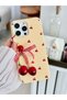 iPhone 16 Promax Compatible Charm Cherry Design Flexible Silicone Case with Toy - 2