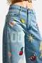 Women's Denim Color 3S6-32 Straight Fit Object Embroidery and Embellished Special Design Denim Jeans - 3