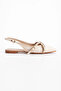Women's Beige Studded Detailed Belted Pointed Toe Ballerinas - 3