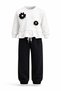 White Sweatshirt with Floral Appliqué Top and Bottom Set - Black and White - 4-5 Years - St00310-Black and White-4-5 Years