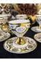 Acar Porcelain Coffee Cup Set for 6 People with Gold Engraving on the Base 90ml (Florci̇ta) - 2