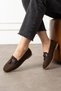 Padova Brown Mini Stone Tasseled Wooden Bead Detailed Loafer Ballerina Casual Shoes - 2