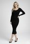 Women's Crew Neck Midi Length 130 cm Long Sleeve Ribbed Camisole Slim Fit Body Hugging Pencil Dress - 3