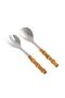 Black Wooden Handle Metal Serving Utensil Set of 2 (S6) - 4