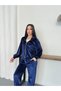 Women's Top and Bottom Set Zippered Velvet Hooded Cardigan Wide Leg Pants Two Piece Tracksuit Set - 4
