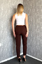 Women's Slim Belted Narrow Leg Ankle Length Fabric Trousers with Pockets 4577 - 3