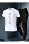 Men's Oversize Tracksuit Set - Black Printed T-Shirt - Tracksuit - 2