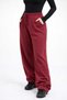 Women's Burgundy Baggy Sweatpants Wide Leg High Waist Elastic Drawstring Oversize Casual Daily Wear