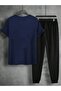 Men's Oversize Tracksuit Set - Printed Tshi̇rt with the Word Brklyn - Eşortman - 2