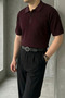 Men's Old Money Stripe Textured Short Sleeve Polo Collar T-Shirt - 2