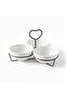 3PCS Round Porcelain Bowl Set w Metal Black Stand - 14cm White Serving Bowls forSnacks,Dates - 6