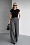 Women's Black Jacquard Fabric Trousers Ihs444