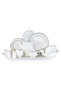 VERA 47Pc Bone China Dinnerware Set - White with Platinum-Silver Rim| Perfect for 8 Persons