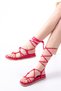 Zri̇n-1001-1001 Premium Fuchsia Ankle Lace-Up Women's Sandals - 4