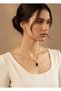 316L Gold Color Steel Zircon Stone Black Baguette Model Necklace