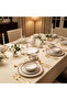LUMA 47Pc Bone China Dinnerware Set, White & Red, Gold Rim|Perfect for 8 Persons - 4