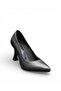 Genuine Leather Black Women's Heeled Stiletto Shoes - 3