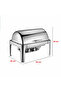 Stainless Steel Roll Top Chafing Dish 9 L without Window (1/1 GN) - Rectangular Silver - 6