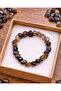 Natural Agate Stone Bracelet – Brown Toned Genuine Agate Natural Stone Bracelet – Unisex Elastic Bracelet