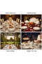 LUMA 47Pc Bone China Dinnerware Set, White & Red, Gold Rim|Perfect for 8 Persons - 7