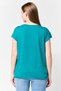 Women Crew Neck Short Sleeve Graphic Print Top, Teal Green - 4