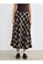 Brown Zippered Waist Plaid Flared Skirt from Giyçık Store - 4
