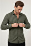 Khaki Comfortable Fit Knitted Fabric Lycra Men's Shirt 2602601 - 4