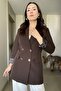 Colorful Lining Detailed Gold Buttoned Double Breasted Blazer Jacket - 2