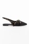 Women's Black Flat Heeled Comfortable Ballerina Shoes with Stylish Buckle and Drop Detail - 2