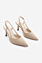 Women's Stiletto Open-Sided Strappy Pointed Toe Classic Heeled Shoes Suder Beige Suede - 6