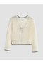 Lcw Kids Ecru V-Neck Floral Detailed Girls' Knitwear Cardigan - 2