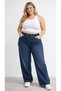 New Season-High Waist Elastic Dark Blue Wide Leg Pants - Stretchy and Relaxed Fit Jean - 3